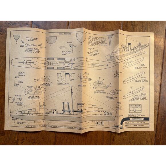 Vintage Comet Model Hobbycraft Inc. Destroyer Kit No. J6 Wood Model Kit 1940s - Picture 9 of 11
